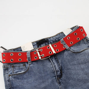 2019 New Designer Harajuku Wide Canvas Web Double Grommet Hole Buckle Belt Female Male Waist Strap Belts for Women Men Jeans