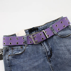 2019 New Designer Harajuku Wide Canvas Web Double Grommet Hole Buckle Belt Female Male Waist Strap Belts for Women Men Jeans