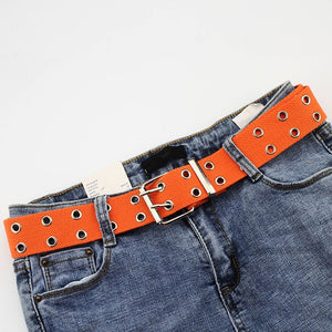 2019 New Designer Harajuku Wide Canvas Web Double Grommet Hole Buckle Belt Female Male Waist Strap Belts for Women Men Jeans