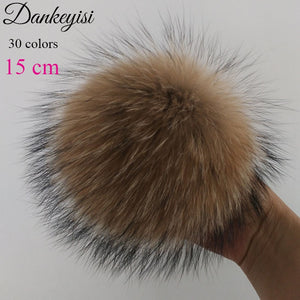 Big Size 15cm DIY Real Fox Fur Pompoms Raccoon Fur Pom Poms Balls Natural Fur Pompon For Hats Bags Shoes Scarves Accessories