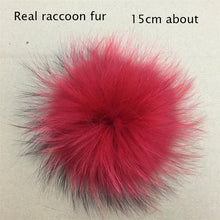 Load image into Gallery viewer, Big Size 15cm DIY Real Fox Fur Pompoms Raccoon Fur Pom Poms Balls Natural Fur Pompon For Hats Bags Shoes Scarves Accessories