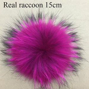 Big Size 15cm DIY Real Fox Fur Pompoms Raccoon Fur Pom Poms Balls Natural Fur Pompon For Hats Bags Shoes Scarves Accessories