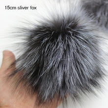 Load image into Gallery viewer, Big Size 15cm DIY Real Fox Fur Pompoms Raccoon Fur Pom Poms Balls Natural Fur Pompon For Hats Bags Shoes Scarves Accessories