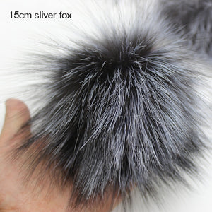 Big Size 15cm DIY Real Fox Fur Pompoms Raccoon Fur Pom Poms Balls Natural Fur Pompon For Hats Bags Shoes Scarves Accessories