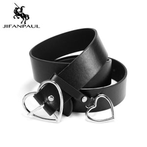 JIFANPAUL New sweetheart buckle with adjustable ladies luxury brand cute Heart-shaped thin belt high quality punk fashion belts