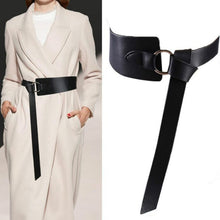 Load image into Gallery viewer, New Black Wide Corset leather Belt Female Tie Obi Waistband thin brown Bow leisure Belts for Women Wedding Dress Waistband lady