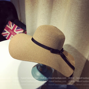 Summer Wide Brim Straw Hats Big Sun Hats For Women  UV Protection Panama  floppy  Beach Hats Ladies bow  hat chapeau femme ete