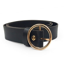 Load image into Gallery viewer, Women leather belt Newest Round buckle belts female leisure jeans wild without pin metal buckle Women strap belt